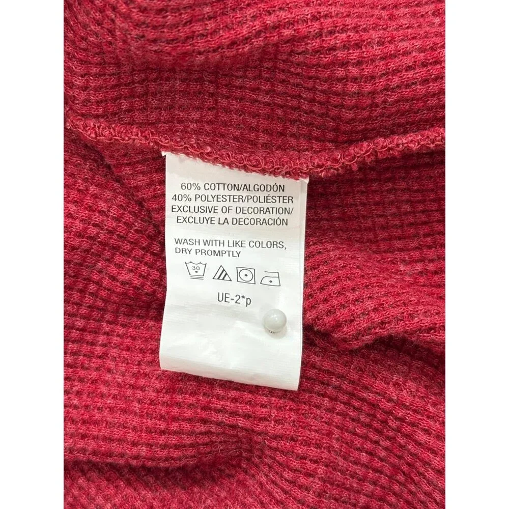 G.H. Bass & Co. Mens Red Long-Sleeve Henley Shirt Waffle Thermal Hiking Size M - Picture 4 of 6